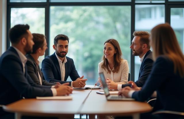 People in a professional training session on interviewing